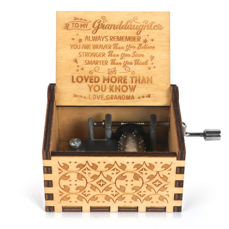 BOOB Hand Crank Music Box Wood Vintage Musical Box-You are My Sunshine Antique small Gift to My GrandDaughter from Grandma for birthday Christmas Thanksgiving Valentine's Day Mother's Day - Image 1